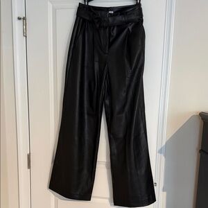 NWT LOFT faux black leather trouser Wide-Leg Pants - size 4